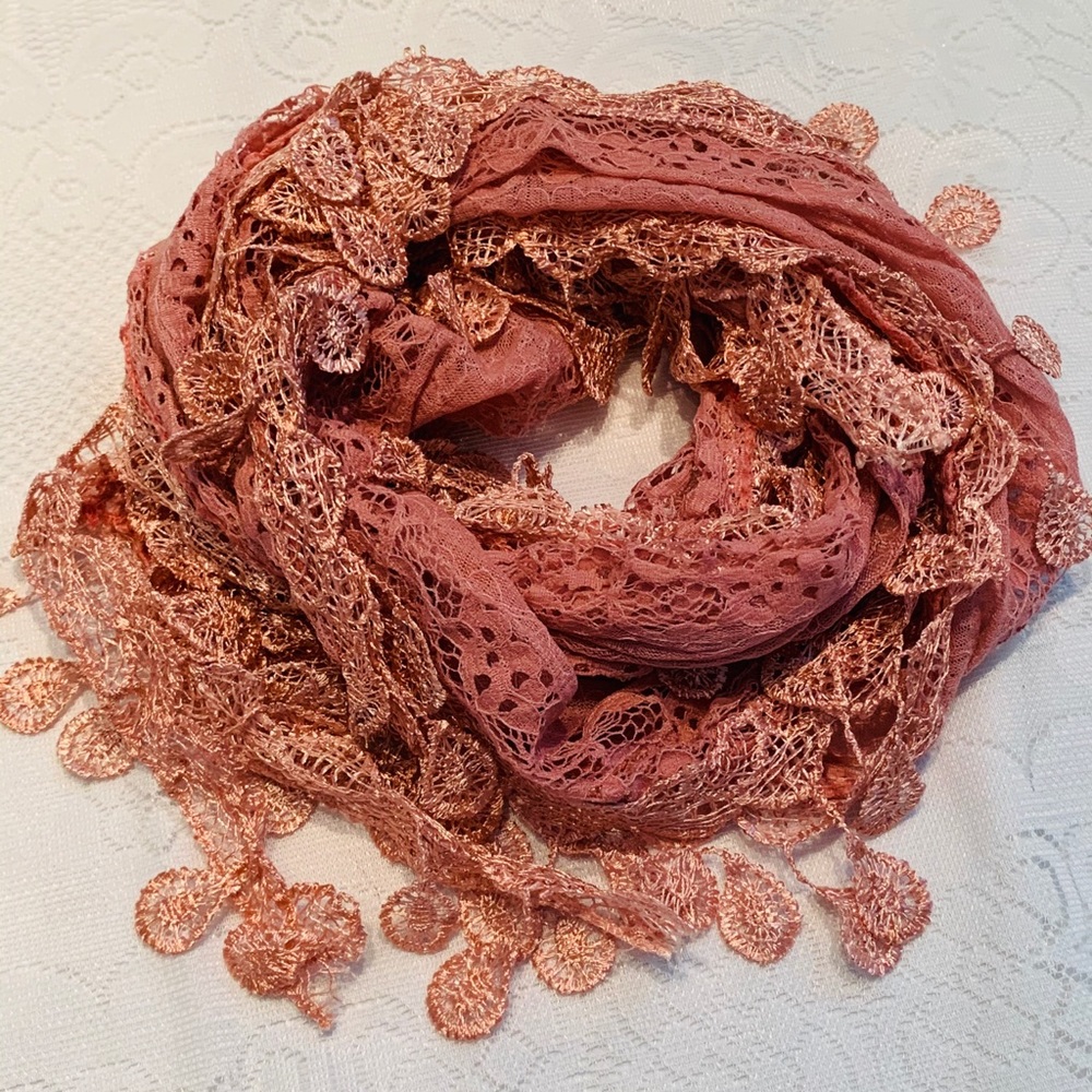 Muted Rose Fringe Scarf